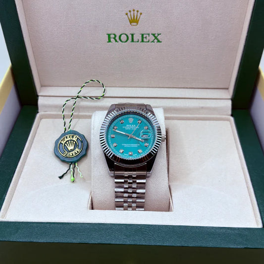 Rolex Automatic – Silver Case with Turquoise Dial