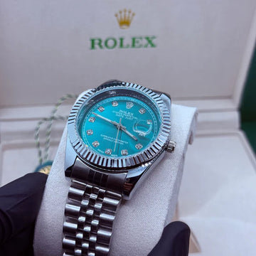 Rolex Automatic – Silver Case with Turquoise Dial